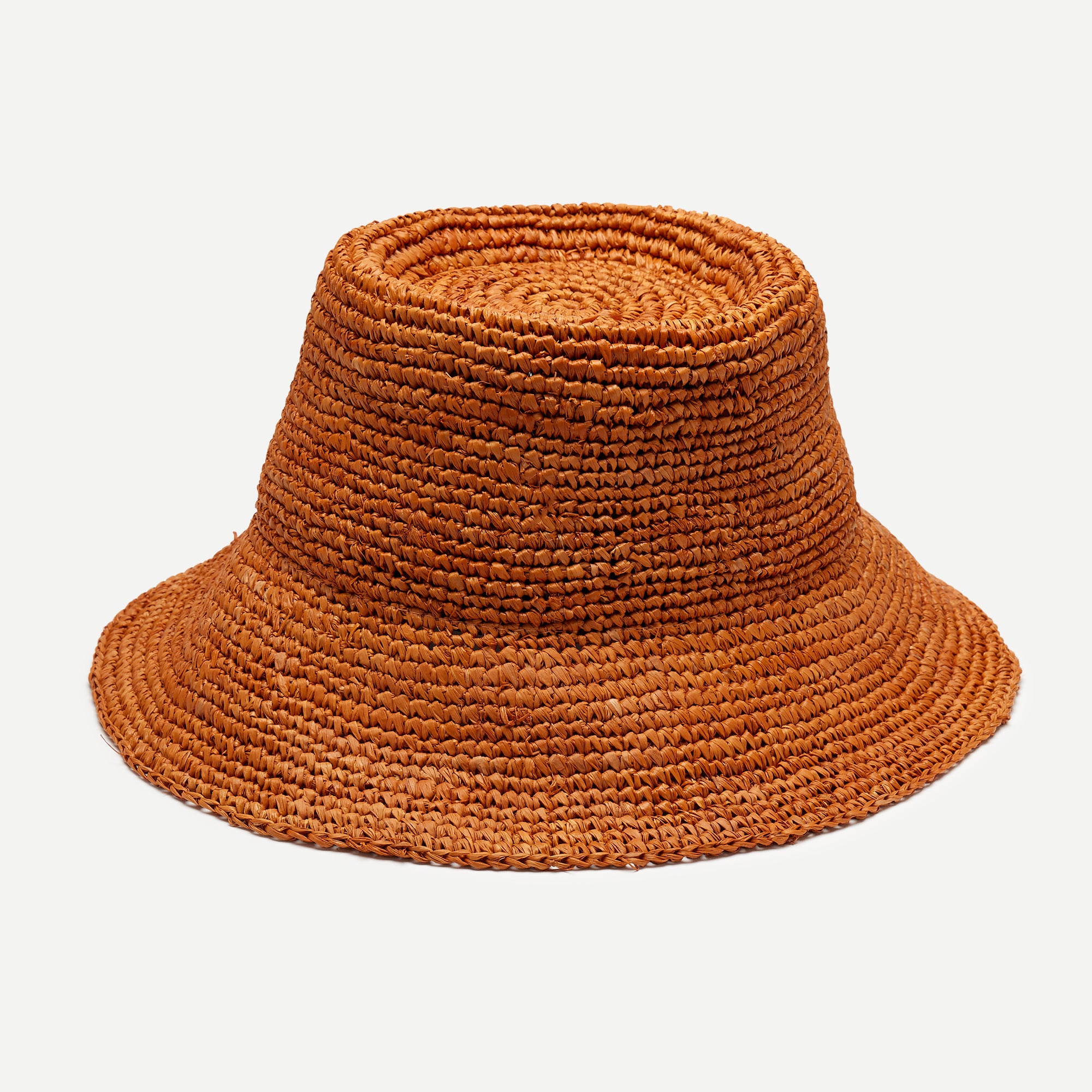 Straw Bucket Hat Packable Sun/Beach Women's Tali Rust Orange