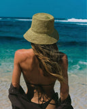 Tali Raffia Bucket in Army Green