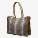 Naples Paper Straw Tote Bag in Natural Blue