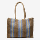 Naples Paper Straw Tote Bag in Natural Blue