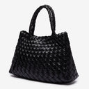 Iris Woven Leather Mini Handbag in Black