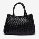 Iris Woven Leather Mini Handbag in Black