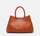 Iris Woven Leather Mini Handbag in Whiskey