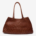 Ellie Woven Leather Tote Bag in Whiskey