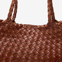 Ellie Woven Leather Tote Bag in Whiskey
