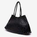 Ellie Woven Leather Tote Bag in Black