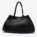 Ellie Woven Leather Tote Bag in Black