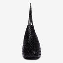 Ellie Woven Leather Tote Bag in Black