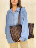 Frankie Genuine Leather Bag in Dark Brown - Large