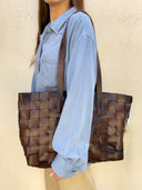 Frankie Genuine Leather Bag in Dark Brown - Large