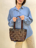 Frankie Genuine Leather Bag in Dark Brown - Small