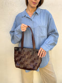 Frankie Genuine Leather Bag in Dark Brown - Small