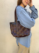 Frankie Genuine Leather Bag in Dark Brown - Small