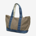 Newport Cotton Canvas Tote Bag in Brown/Navy