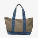 Newport Cotton Canvas Tote Bag in Brown/Navy