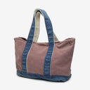Newport Cotton Canvas Tote Bag in Burgundy/Navy