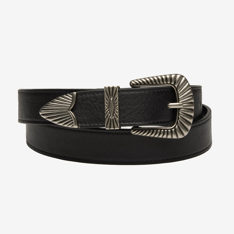 Olin Wylder Henrietta Leather Belt in Black