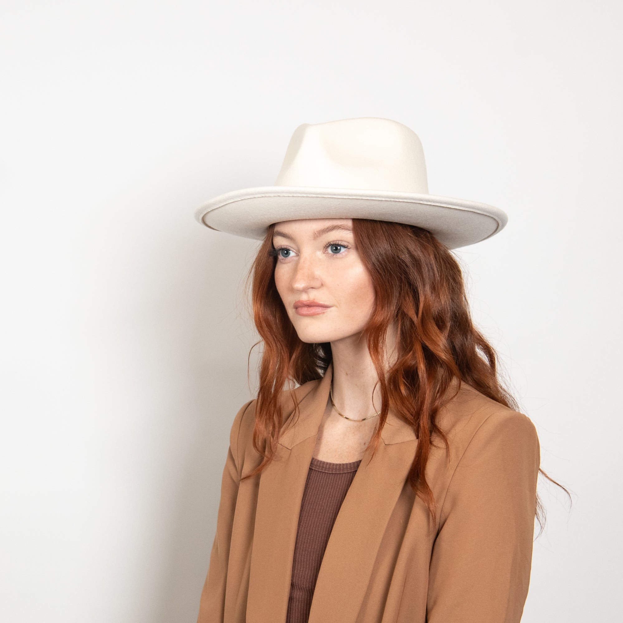 London Wool Felt Fedora in Cream display picture 2