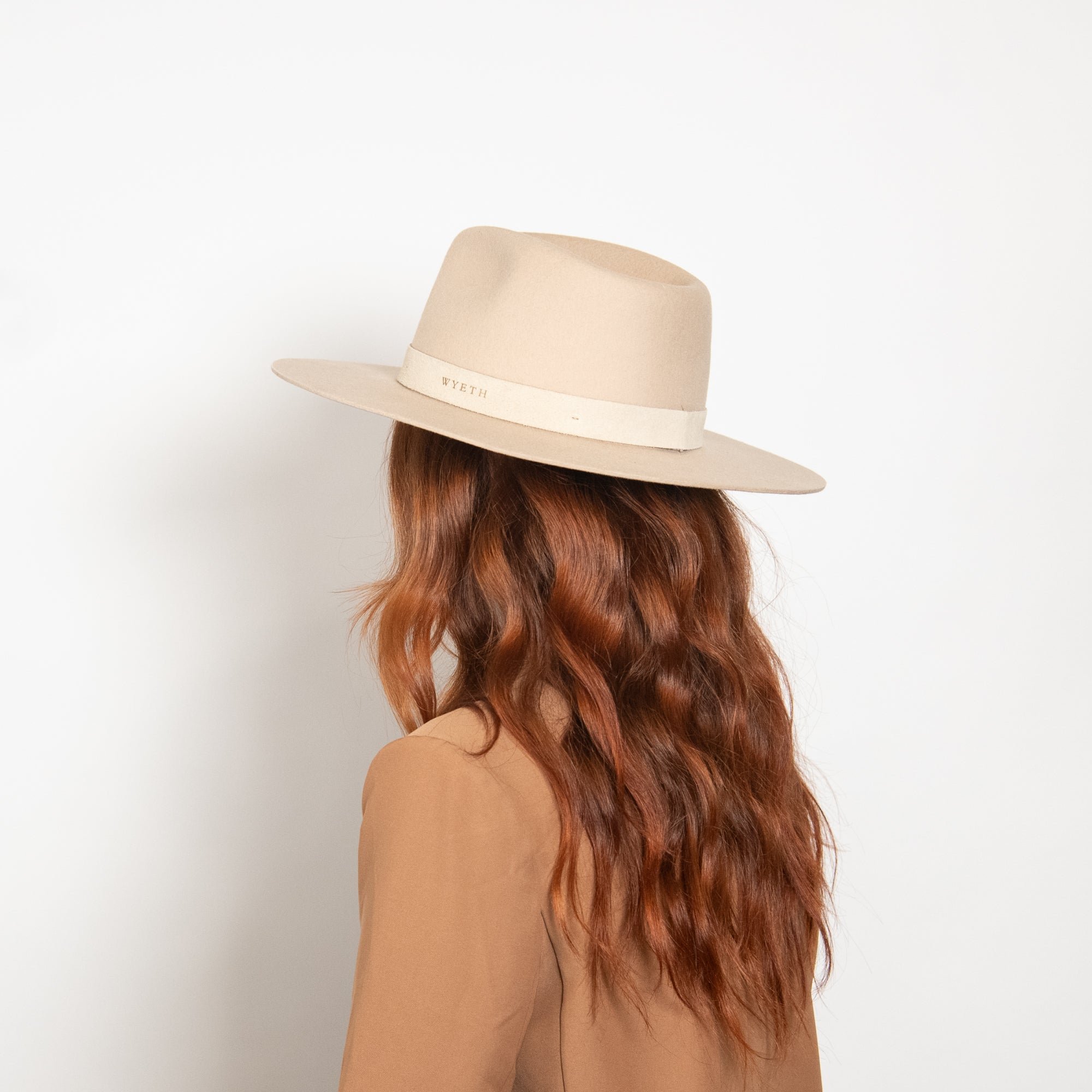 WYETH x Madewell 100% Wool Wide Brim Fedora Hat | Camel Brown | OS River in Oatmeal main image 3