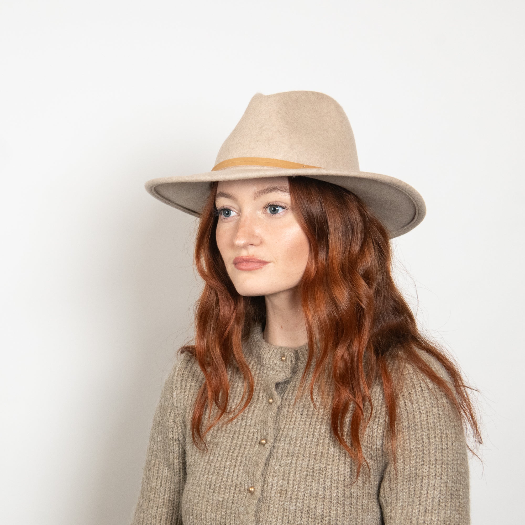 Wyeth wool  Felt Rancher Hat with Leather Band - taupe Brown Wool Felt Rancher Hat - Billie main image 2