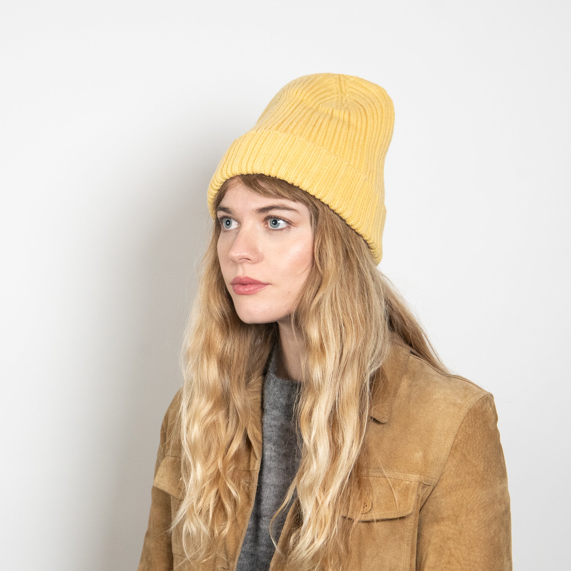 Francis Wool Beanie in Soft Yellow