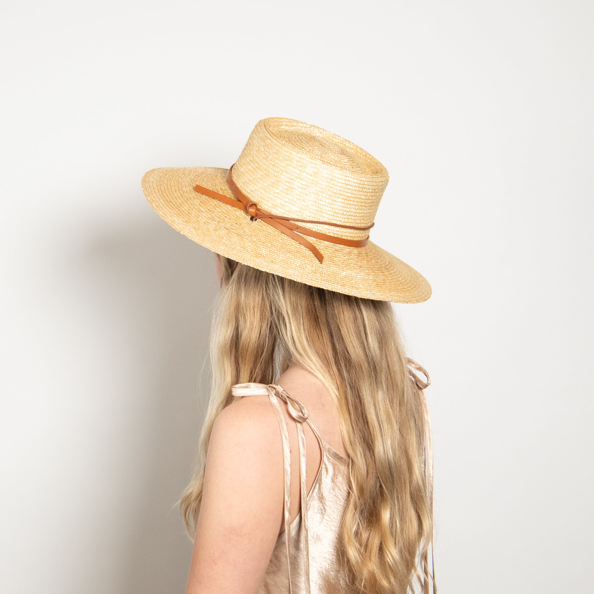 Natural Straw Boater Sun Hat for Women - Sage in Natural display picture 1