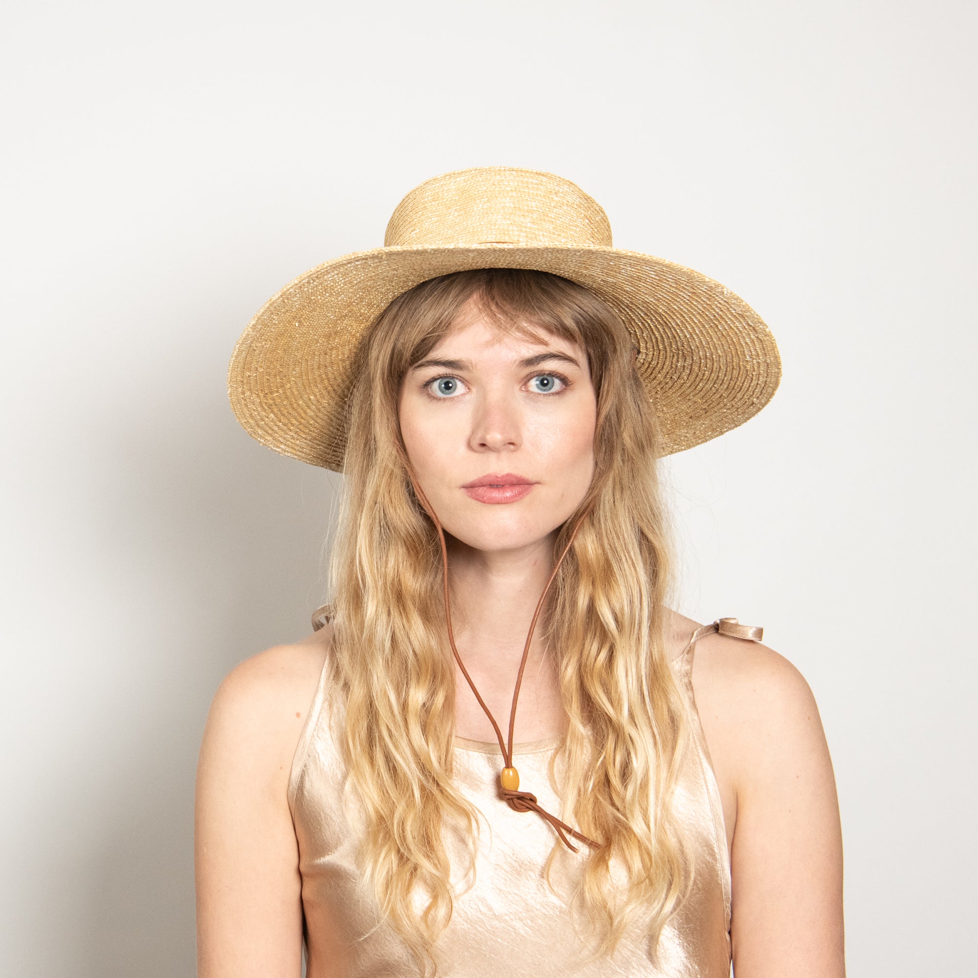 Natural Straw Boater Sun Hat for Women - Sage in Natural display picture 1