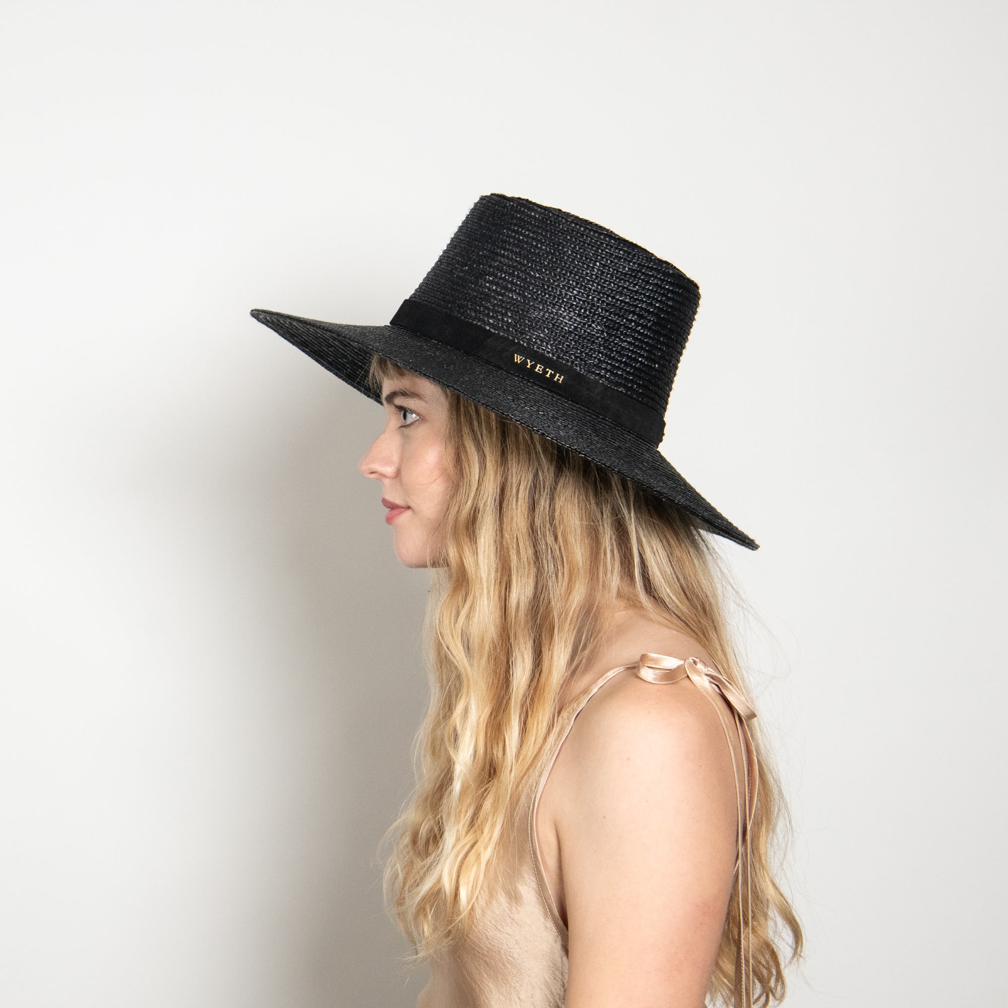 Clearance ale  Rare Wyeth super large straw boater Everly in Black main image 4