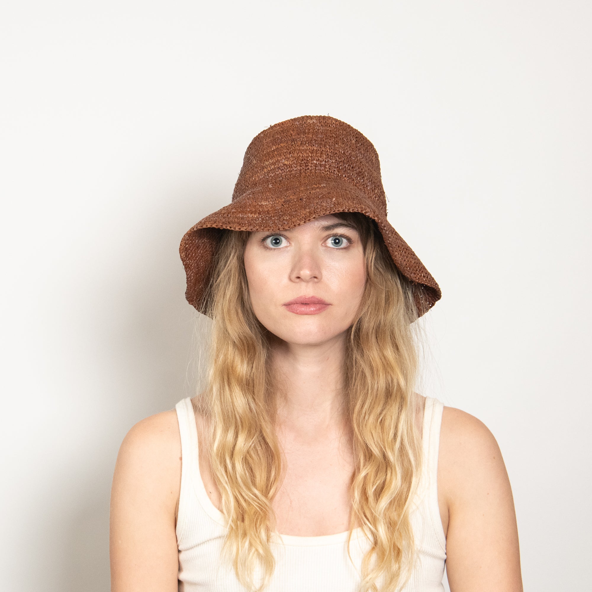 帽子 ALEXIASTAM Terry Bucket Hat Brown Brown Straw Bucket Hat - Packable Sun/Beach Women's - Tali Chocolate