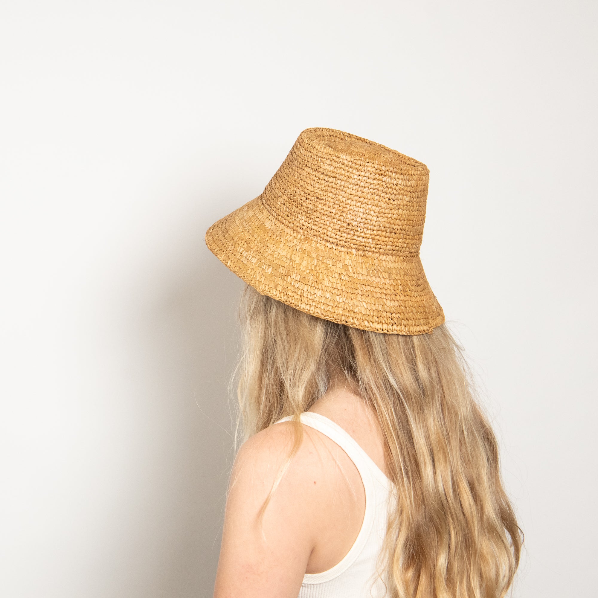 Tan Straw Bucket Hat - Packable Sun/Beach Women