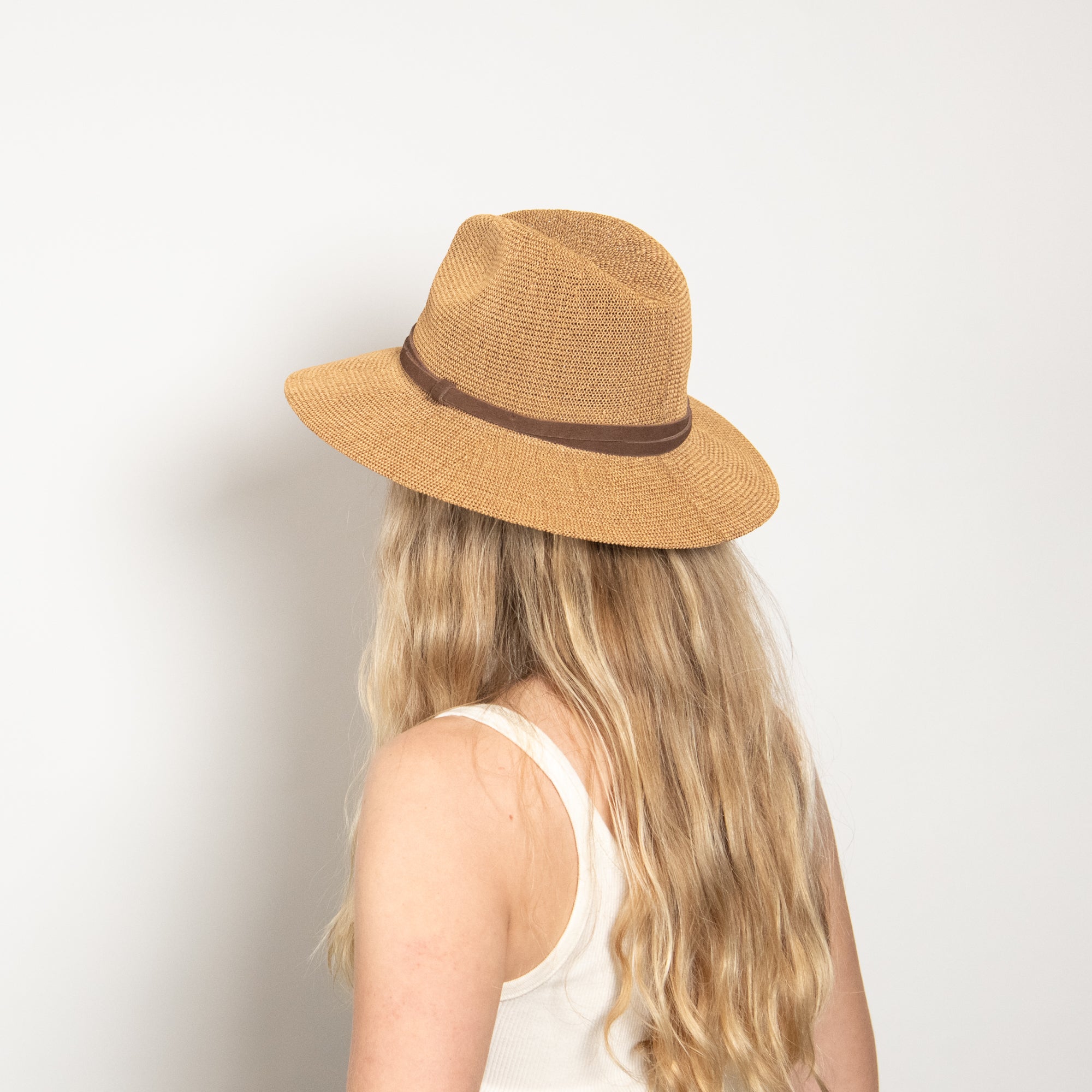 LAST ONE ☝️ Bohemian-Western Style Panama Hat—CAMEL PLMO-BA42EP-PANAMA-PALOMINO – Alcala main image 3