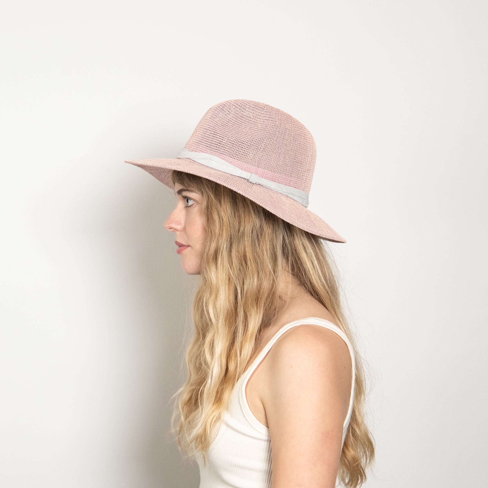 Guanabana Handmade Panama Pyramid Hat Sun Pink Tan Straw Fedora Beach Resort Unisex Panama Straw Hat Summer Foldable Beach Fedora UV Sun  main image 4