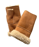 Stoney Shearling Fingerless Gloves in Camel-Large