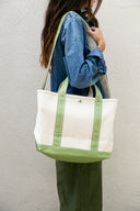 Oliver Canvas Utility Tote in Green Natural