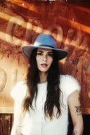 Billie Wool Felt Fedora in Denim Blue