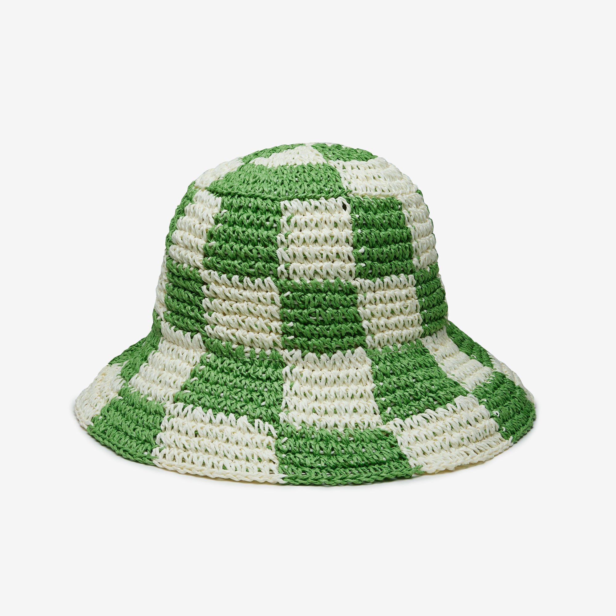 Checkered Bucket Straw Sun & Beach Hat for Women - Sadie in