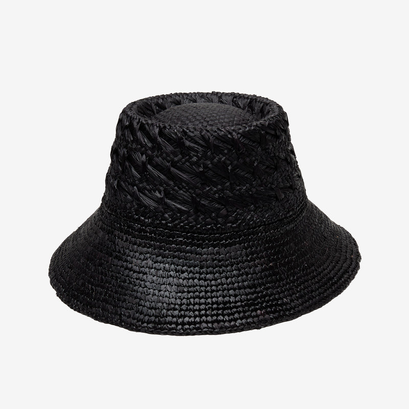 Wyeth Fina Raffia Bucket Hat in Black