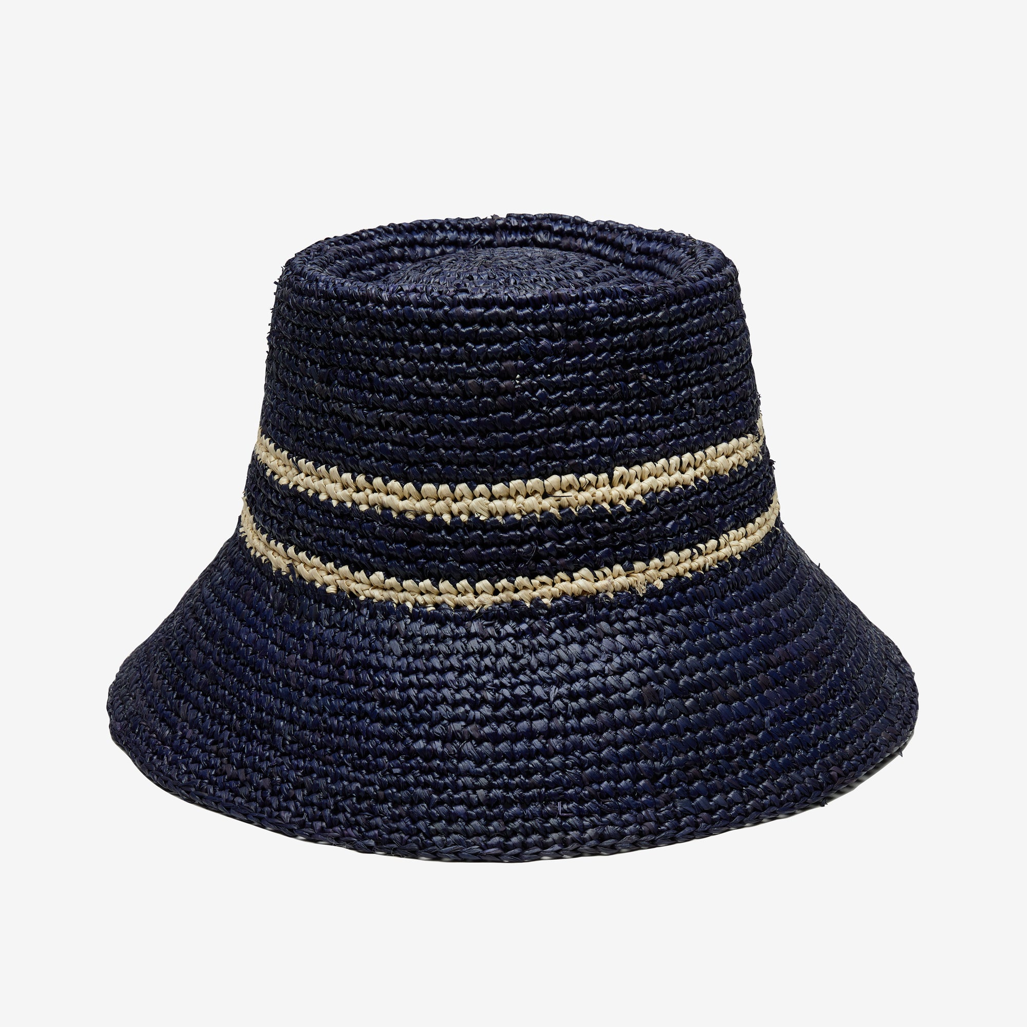 Ensley Raffia Bucket in Navy
