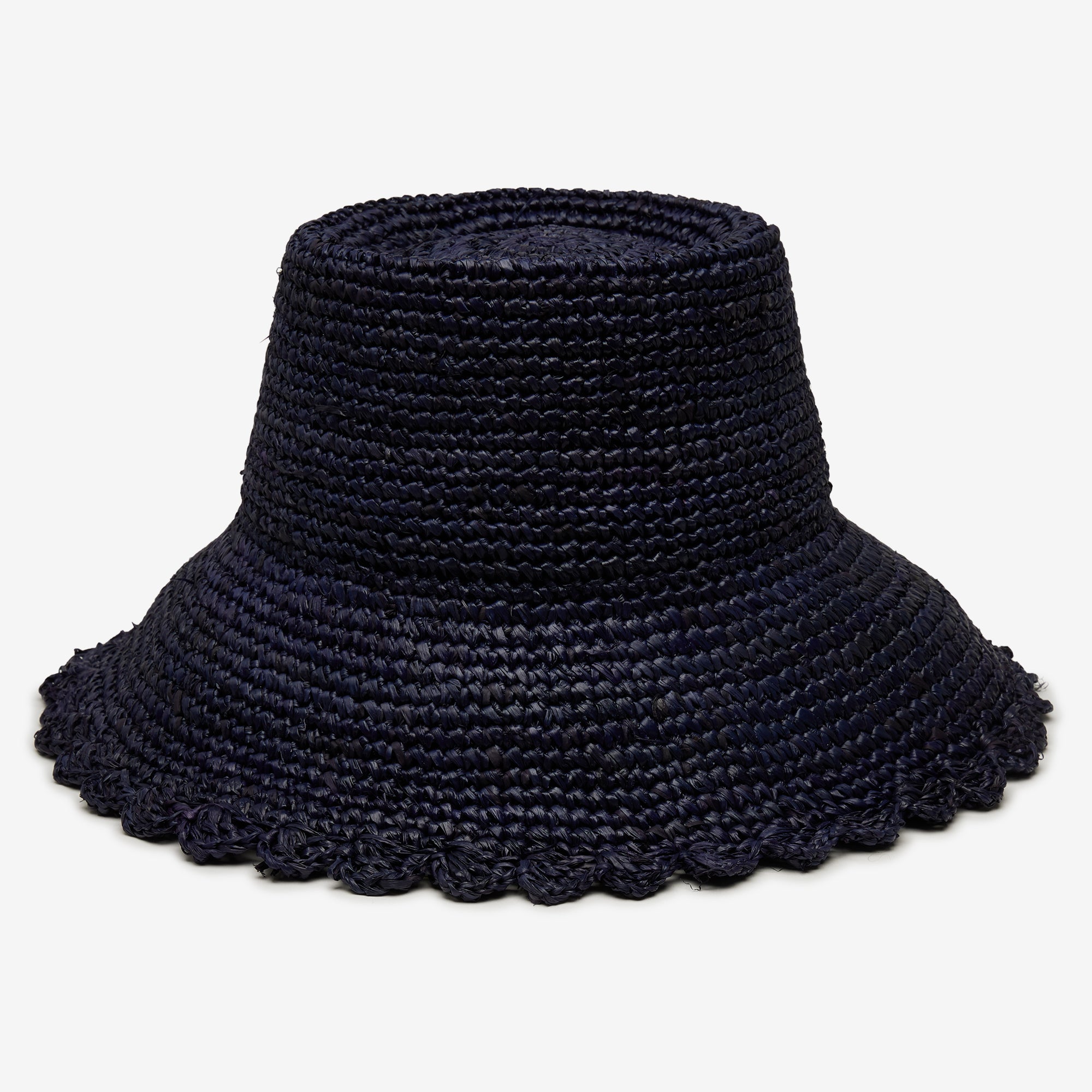 Lacey Raffia Bucket in Navy