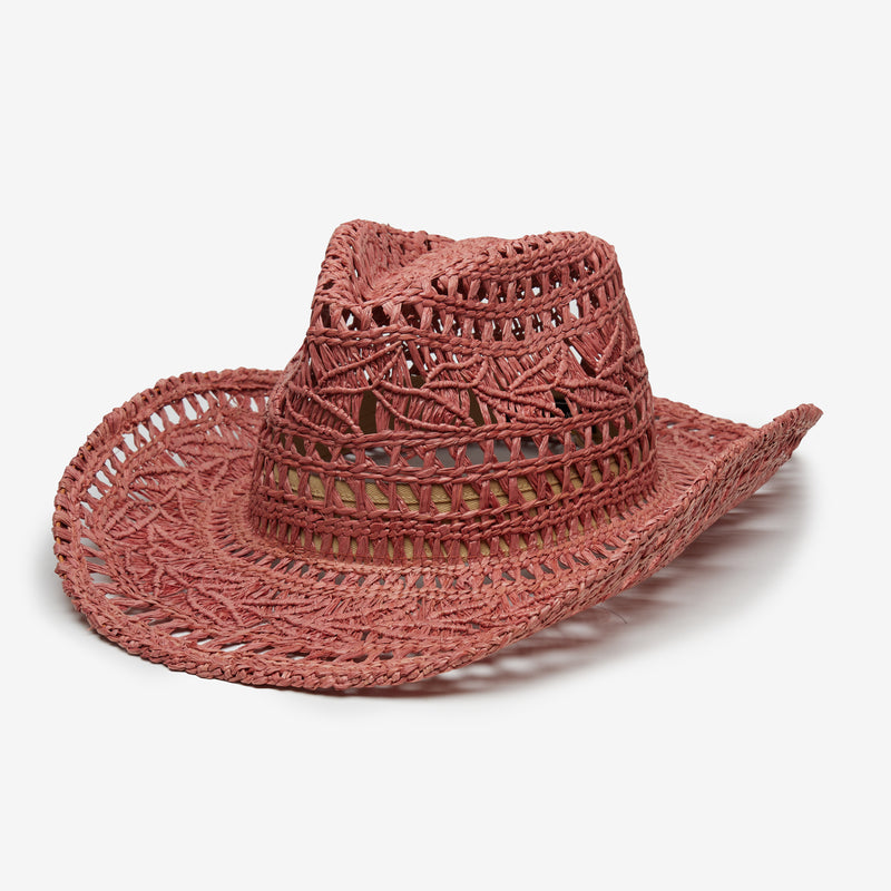Wyeth Rocky Raffia Cowboy Hat in Wine – red