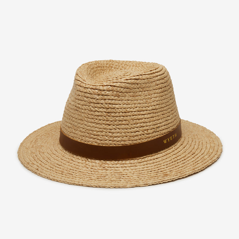 Wyeth Lennon Straw Fedora in Natural – beige, packable