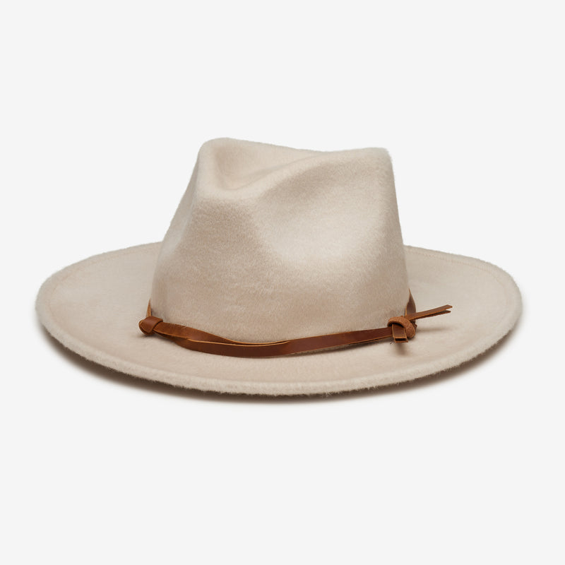 Wyeth Foley Wool Felt Fedora in Bone – white, packable
