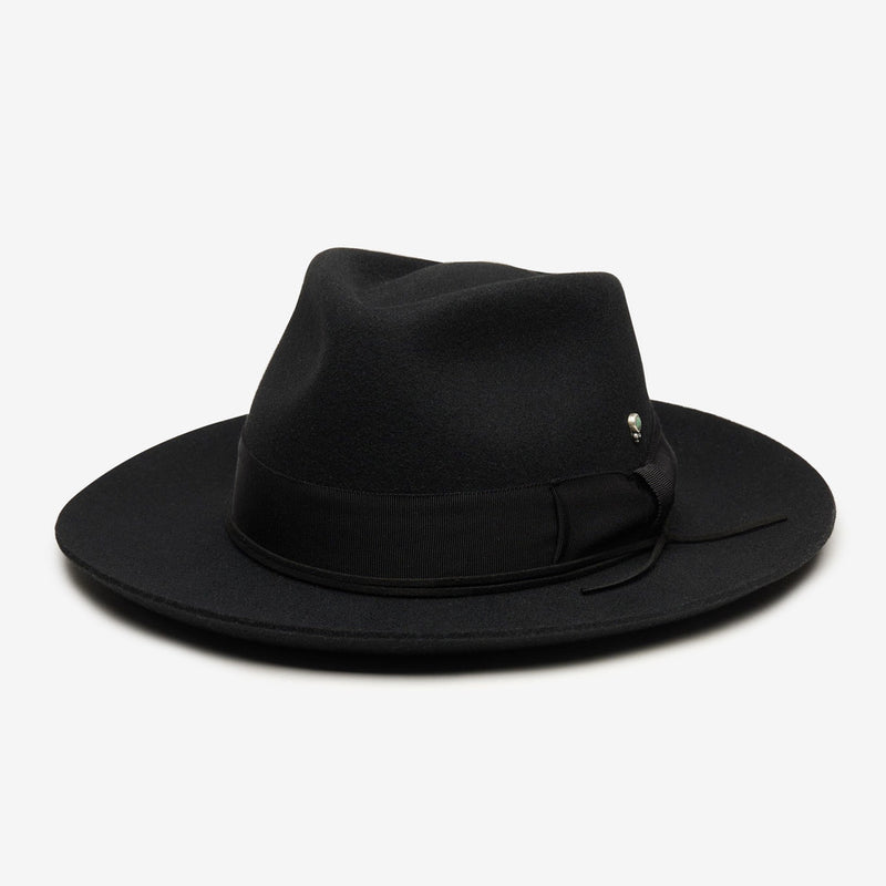 Wyeth Teddy Wool Felt Fedora in Black
