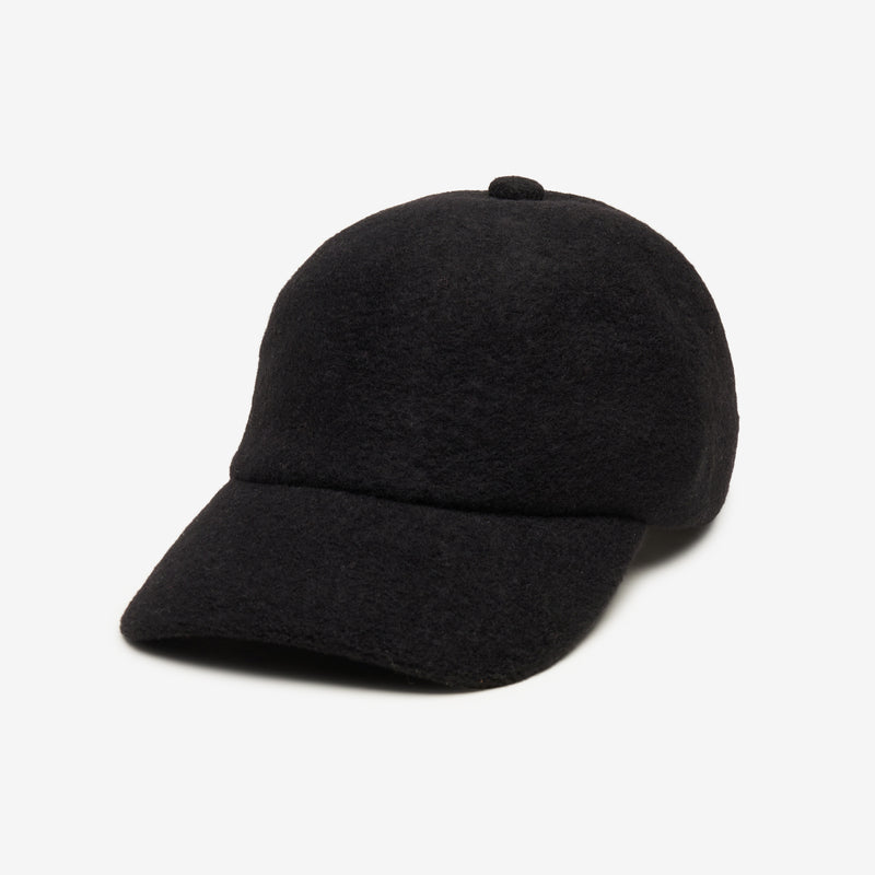 Wyeth Lottie Wool Dad Cap in Black – packable, cashmere