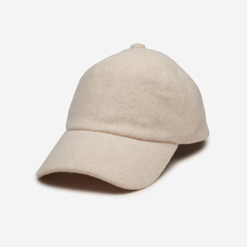 Wyeth Lottie Wool Dad Cap in Ivory – white, packable, cashmere