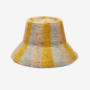 Bailey Raffia Bucket in Blue Yellow Natural