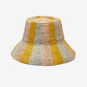 Bailey Raffia Bucket in Blue Yellow Natural