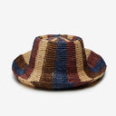 Bailey Raffia Bucket in Brown Navy Burgundy