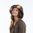Bailey Raffia Bucket in Brown Navy Burgundy