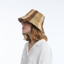 Bailey Raffia Bucket in Natural Camel Chocolate